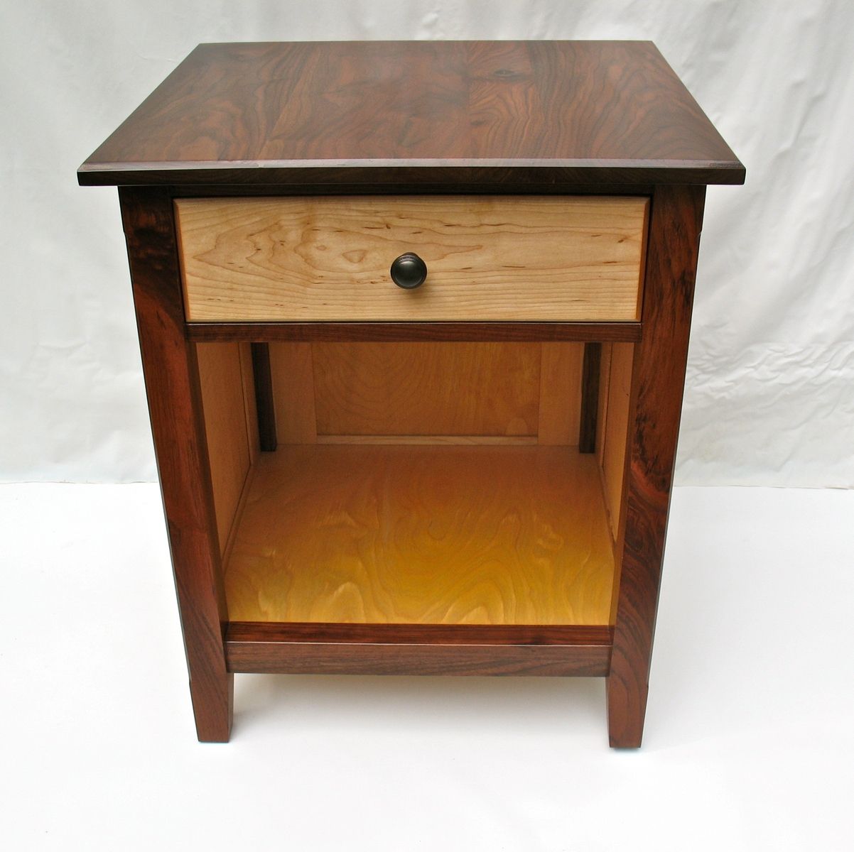 Handcrafted wood side table with drawer
