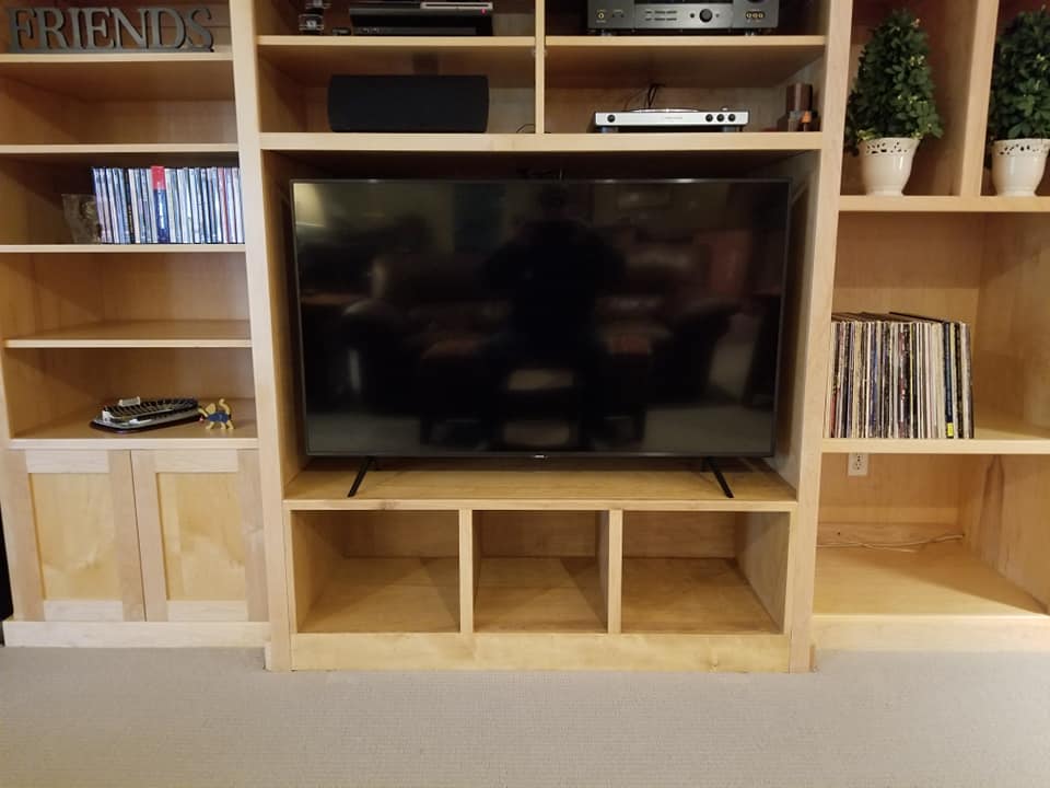 Completed built-in entertainment center