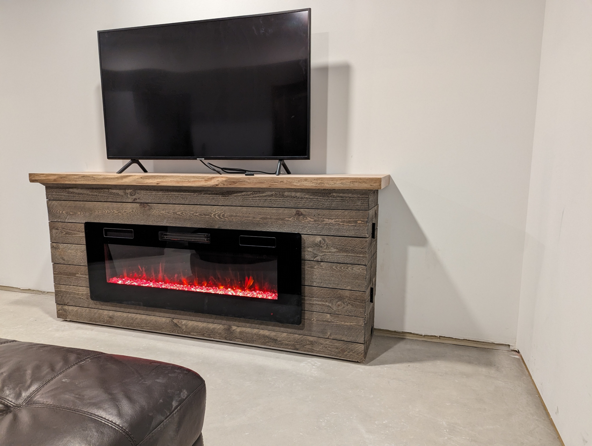 Finished custom electric fireplace surround